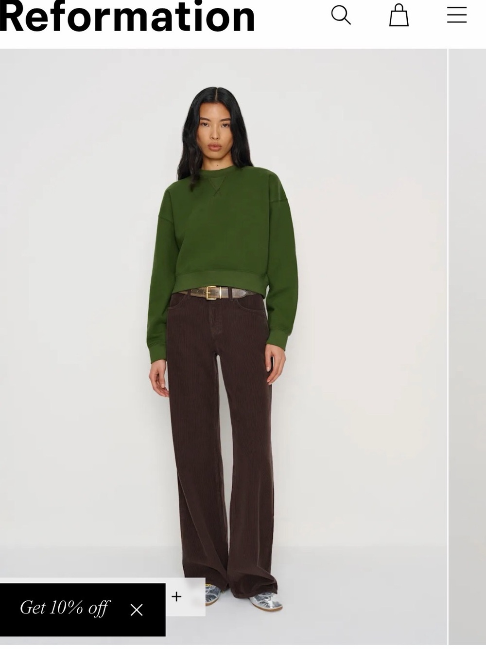 Reformation Grace Cropped Vintage Oversized Crewneck Sweatshirt - size small